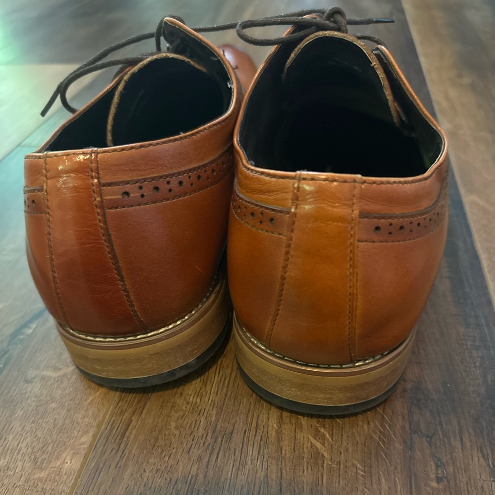 Stacy Adams "Dickens" Tan Genuine Leather Plain Toe Shoes 25231-240. Size 13W - Picture 2 of 9